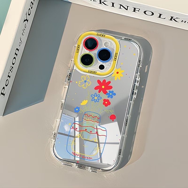 Apple Iphone 16 - เคสโทรศัพท์ลายดอกเดซี่ฤดูร้อน ดีไซน์แจกัน กระจกเงา สำหรับ iPhone 17
